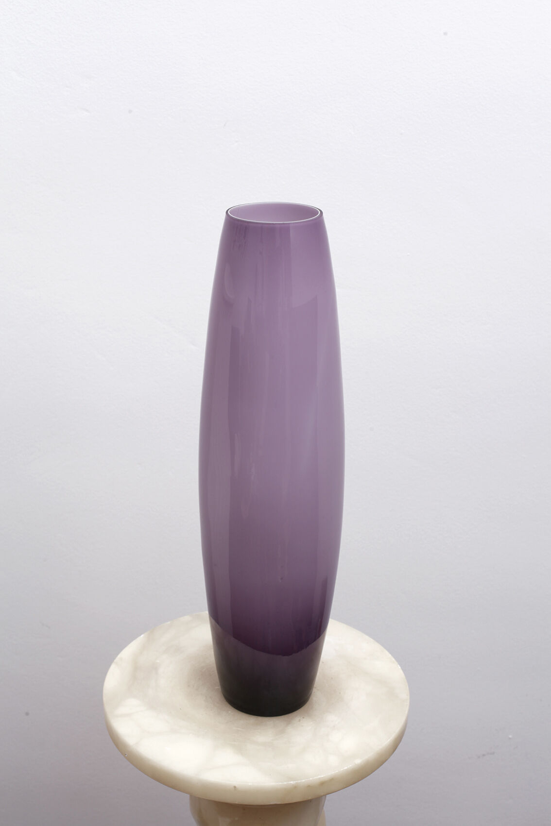 Vase lavender inside milk glass