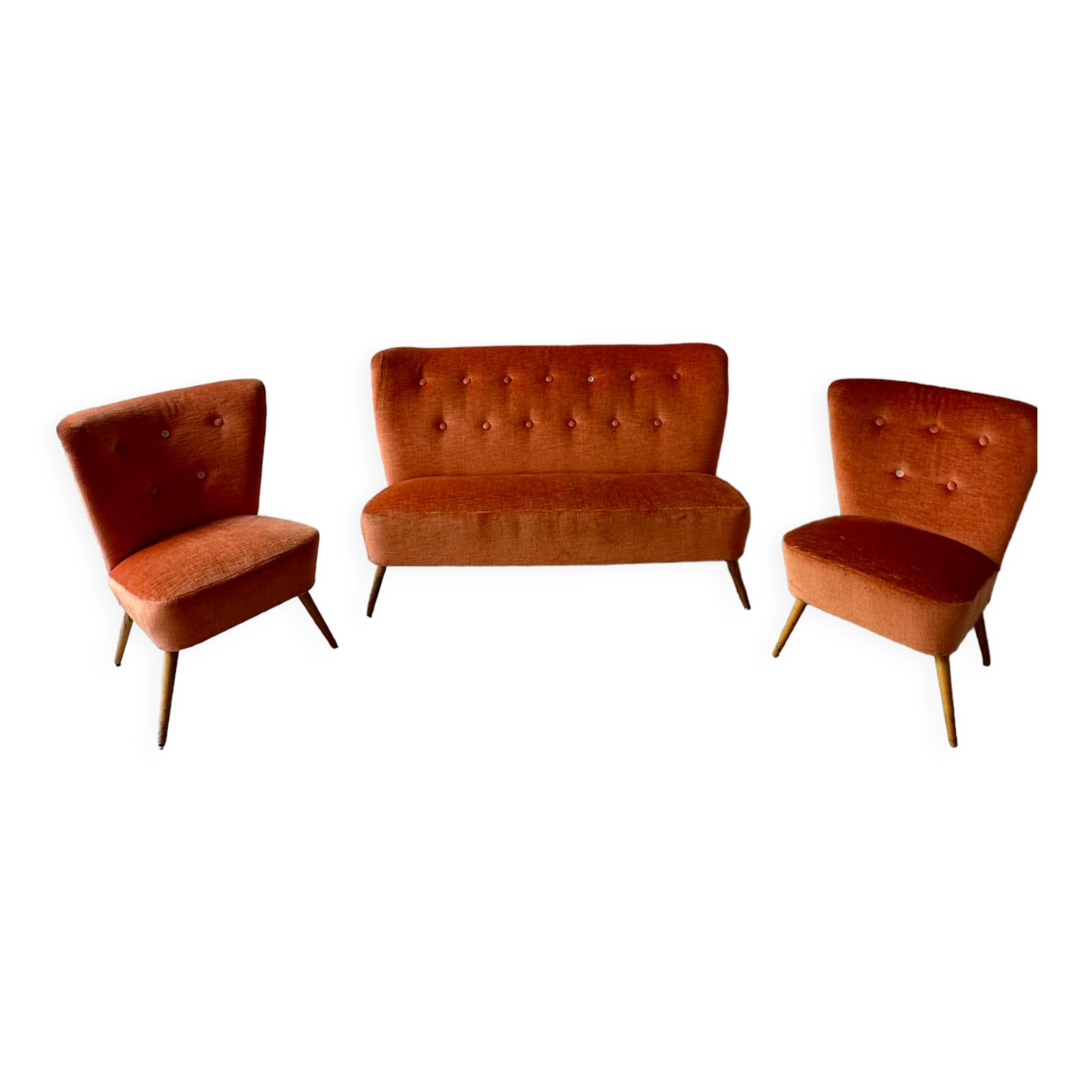 Sofa and 2 vintage armchairs
