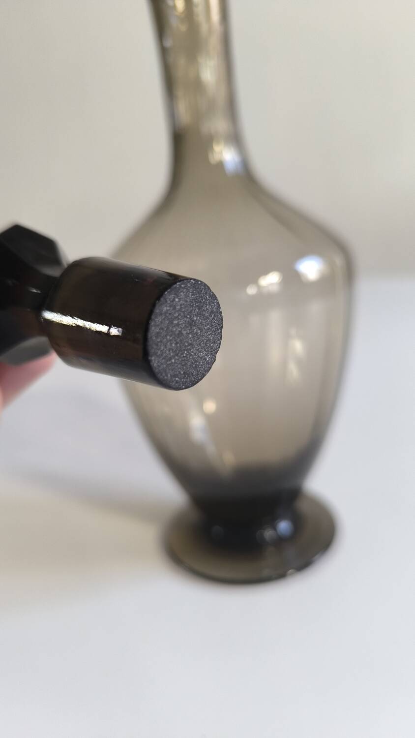 Italian decanter in smoked blown glass 1970