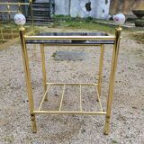Vintage single bed and nightstand in gilded brass