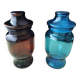 2 moulded pressed glass jars 1970s