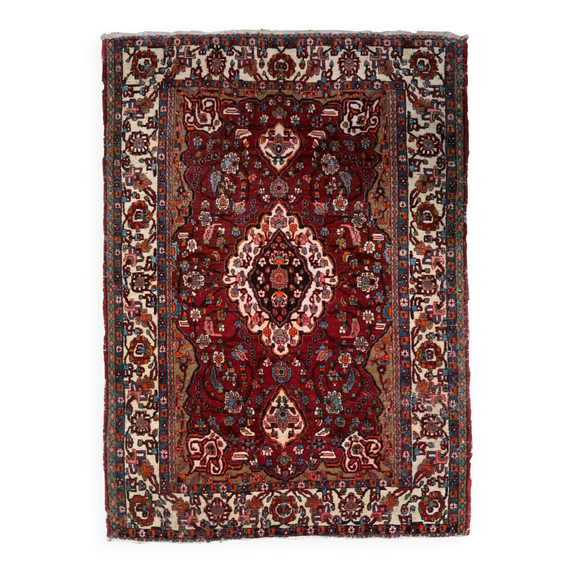 Handmade vintage Persian style Mahal rug 142cm x 204cm 1950s