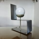 "UGINOX" lamp in steel and white opaline ball from the 70s