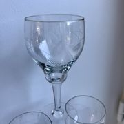 Set of 6 crystal wine glasses engraved 50-60s