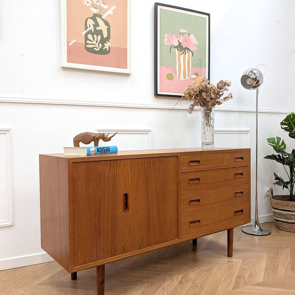 Small vintage Scandinavian teak sideboard.