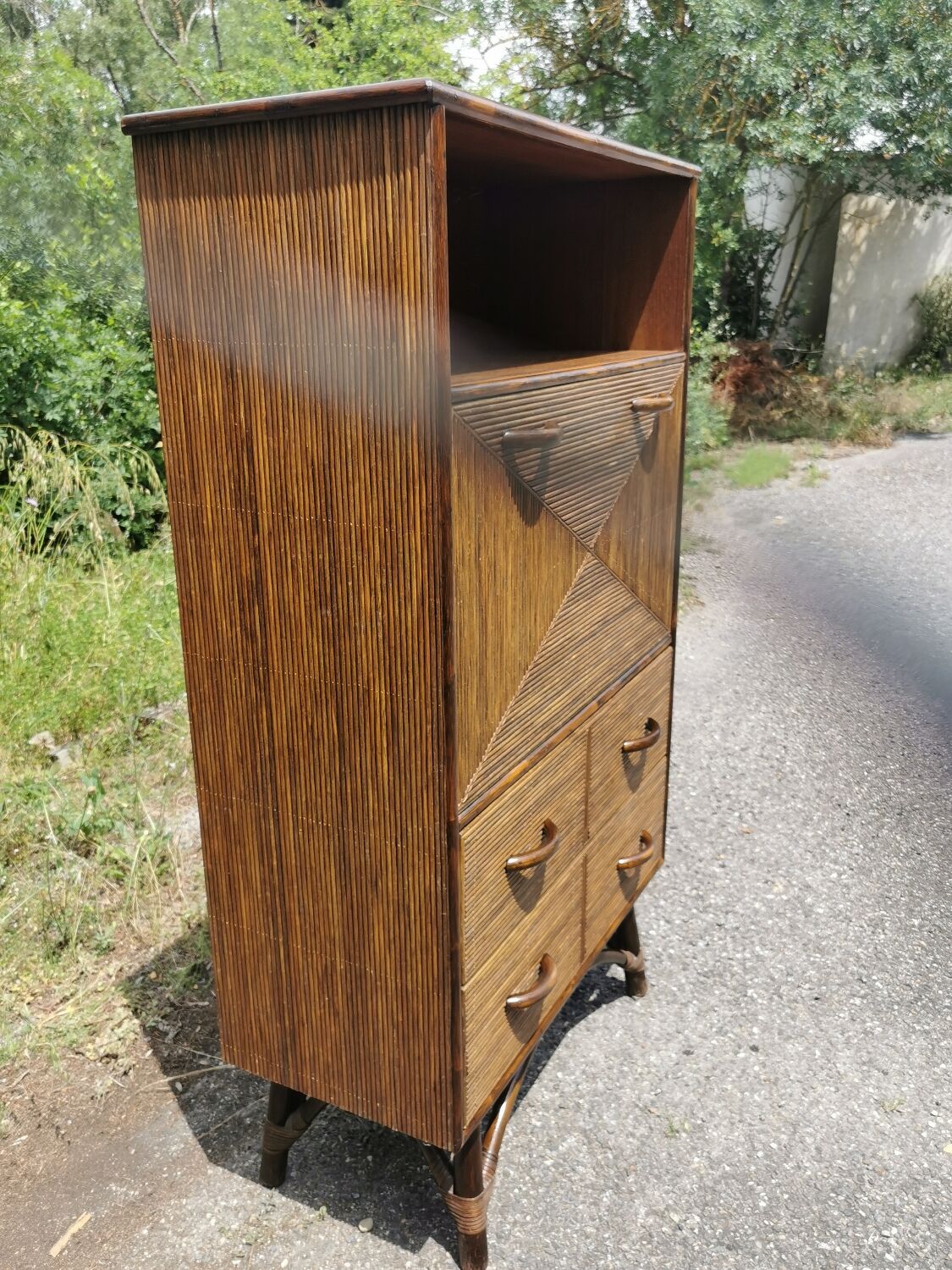 Vintage bamboo bar cabinet