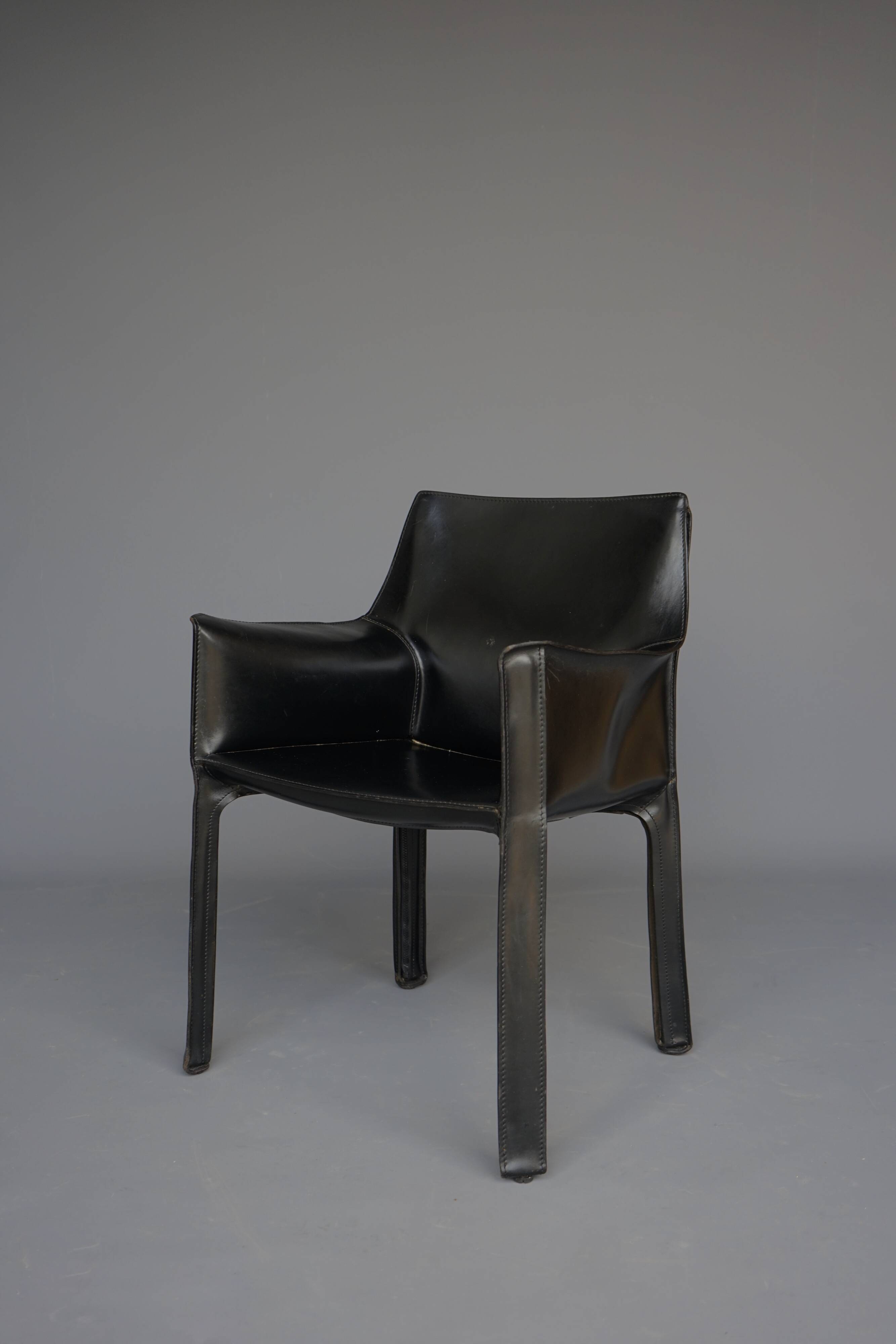 Leather 413 Cab Armchair by Mario Bellini for Cassina, 1970s