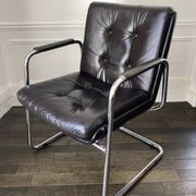 Vintage black leather and chrome executive chair - Italian design by Co.Fe.Mo - 80's