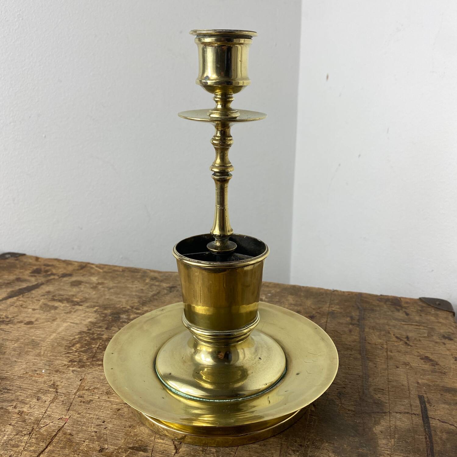 Antique solid brass candle holder