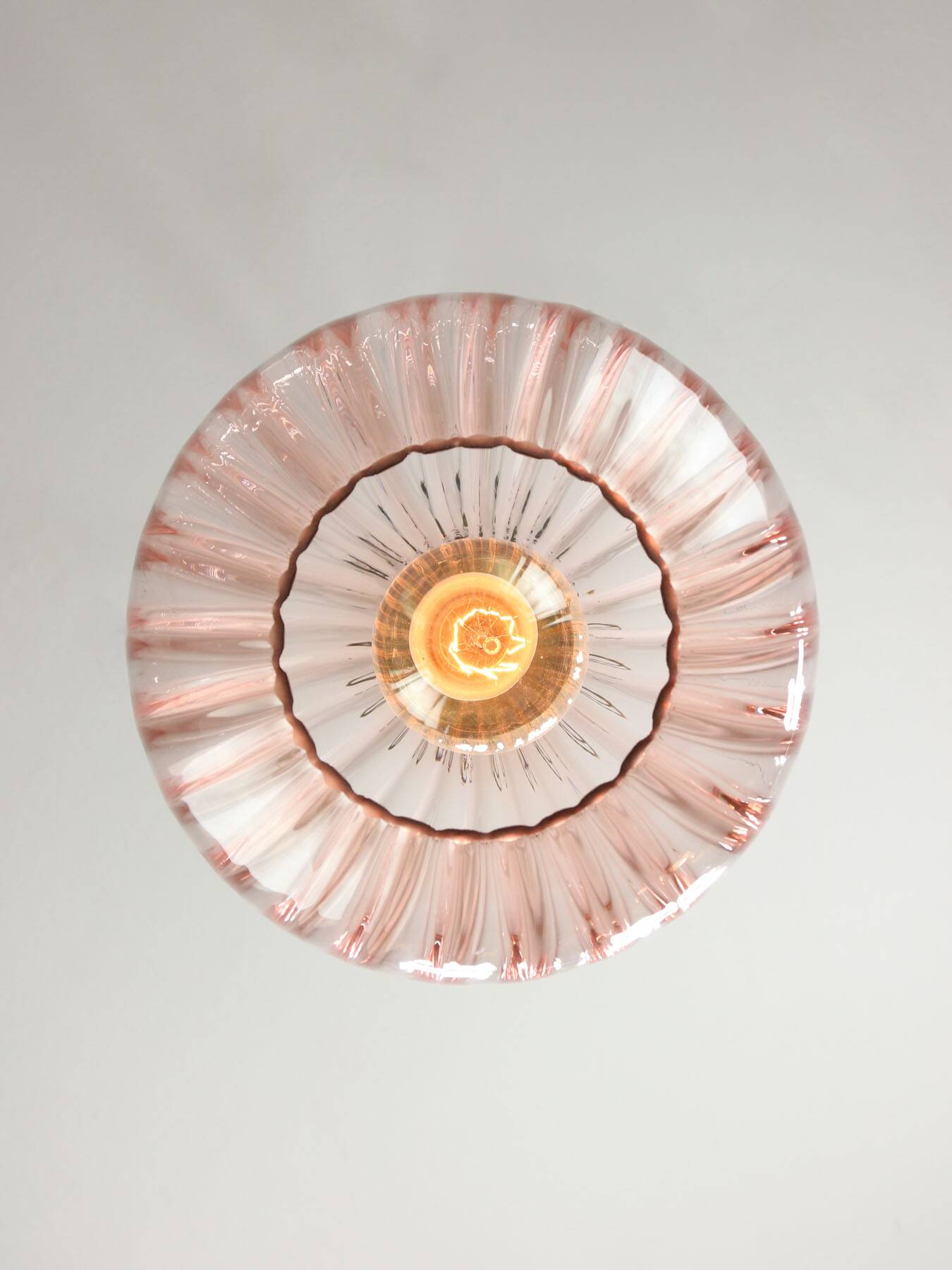 Mid-Century Italian Pink Glass and Brass Pendant Lamp