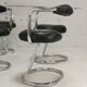4 chairs tubular steel, imitation black leather, Italy, circa 1970