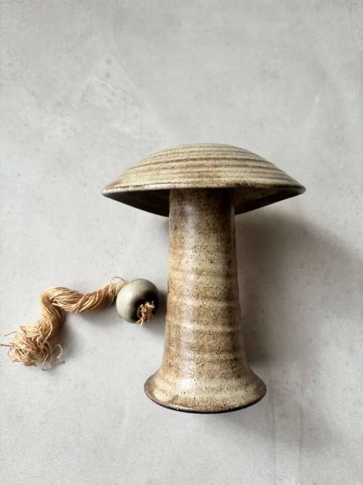 Set of three ceramic mushroom oil lamps by Freek Berends from the 1970s.