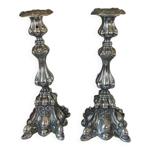 Paire de bougeoirs rocaille
