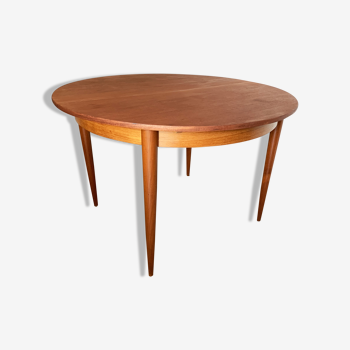 Table de repas ronde extensible scandinave en teck foncé des années 60