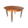 Table de repas ronde extensible scandinave en teck foncé des années 60