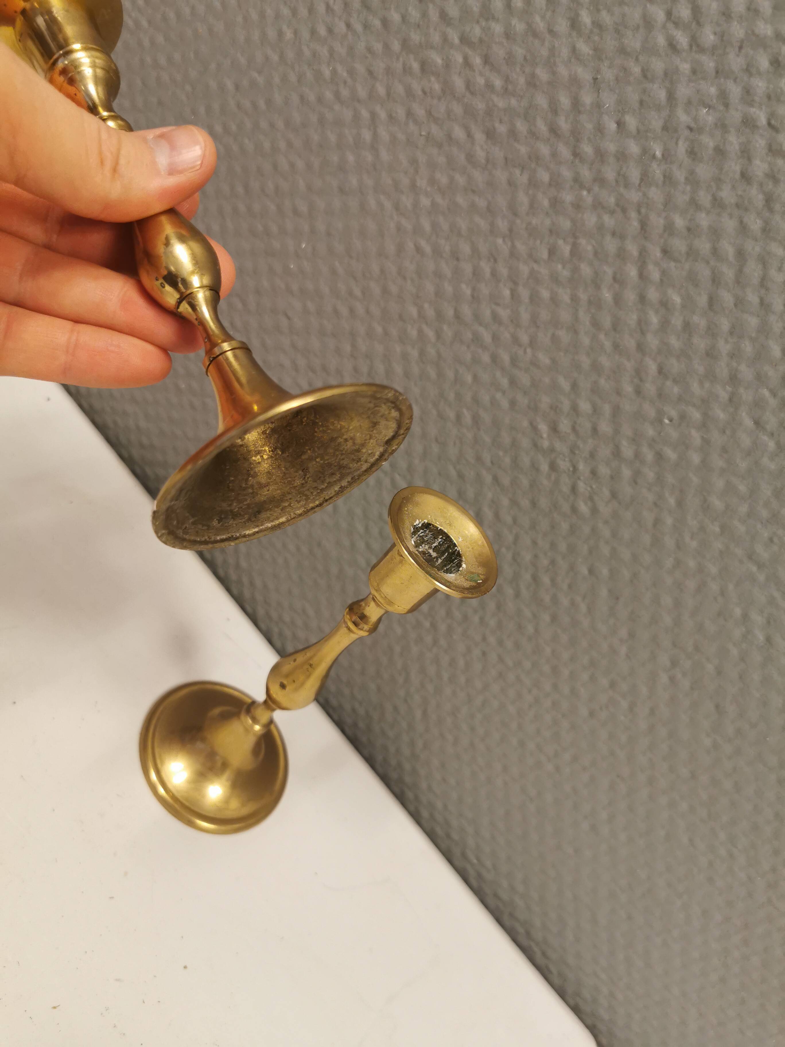 A set of classic Danish brass candle holders. Estimated 1960s.