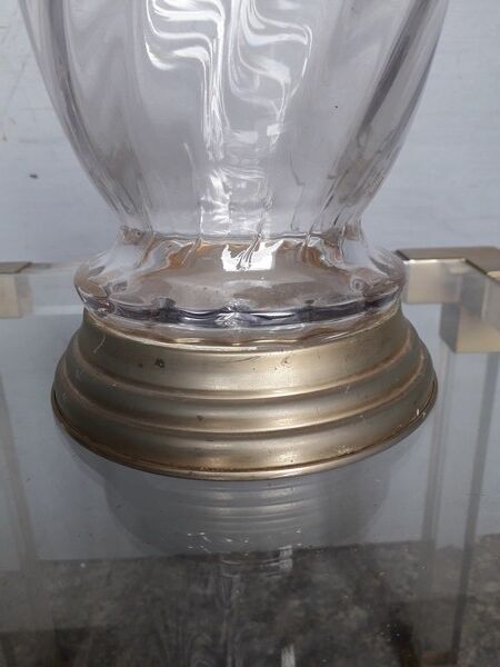 Vase verre et metal argenté d'époque, années 40/50