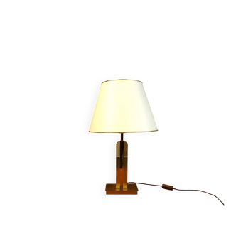 Modernist brass-plated and acrylic glass table lamp, France 1970s