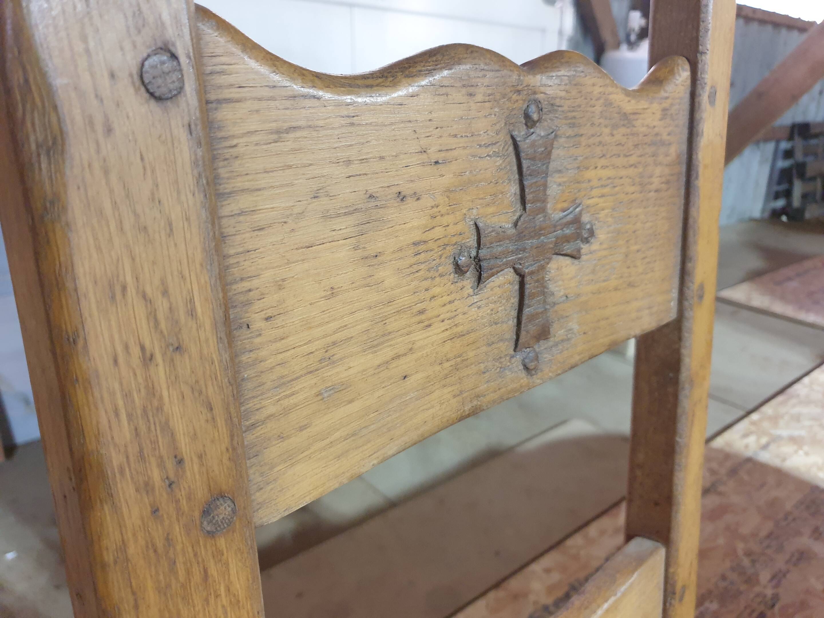 Monastery table with Occitan cross + 4 chairs - 20th century