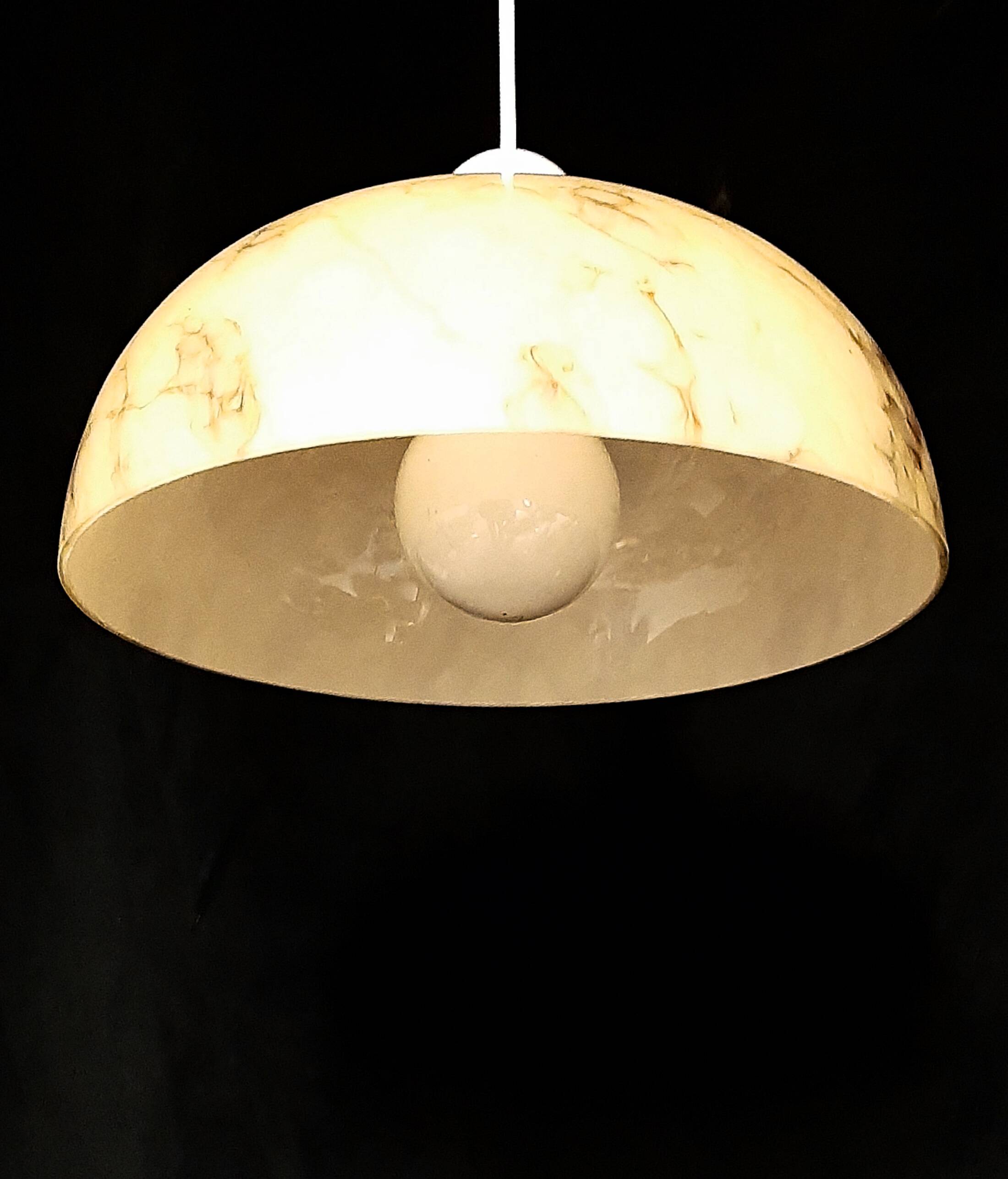 Art Deco pendant light in beige and vintage brown marble effect opaline glass