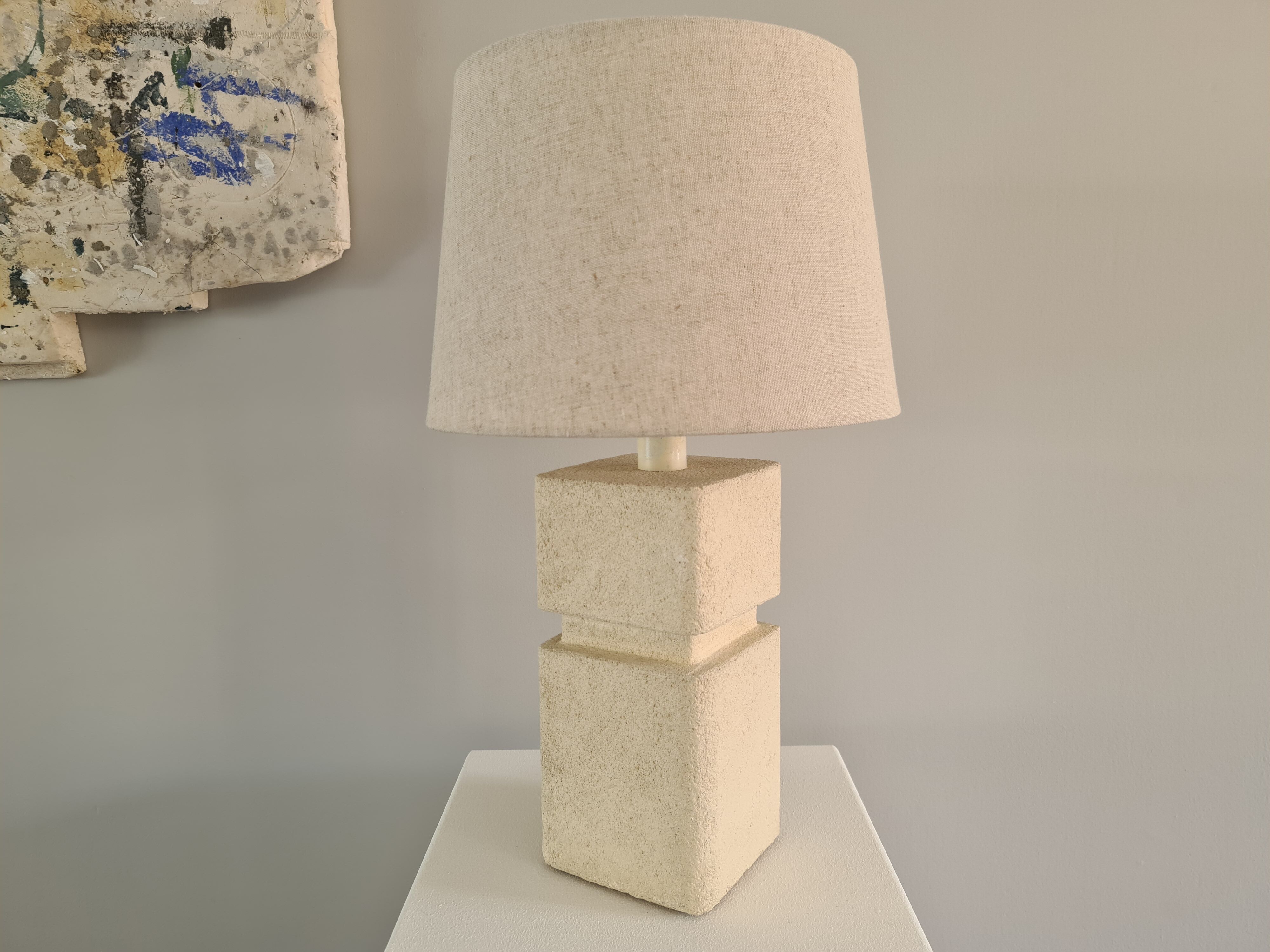 French sculpture lamp in white stone 60