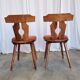 Set of 2 Vintage Tyrolean Wooden Dining Chairs, Austrian Farmhouse Alpine