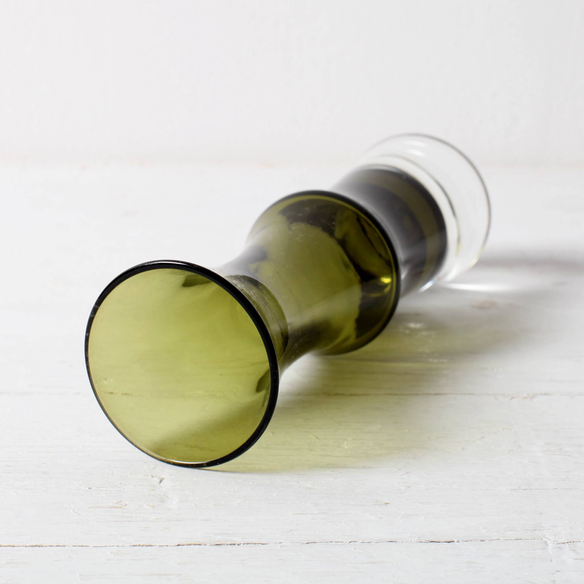 Small Olive Green Glass Vase - Tamara Aladin Riihimäen Lasi Finland 1960s
