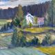 Peinture à l'huile vintage originale de paysage, art de la campagne