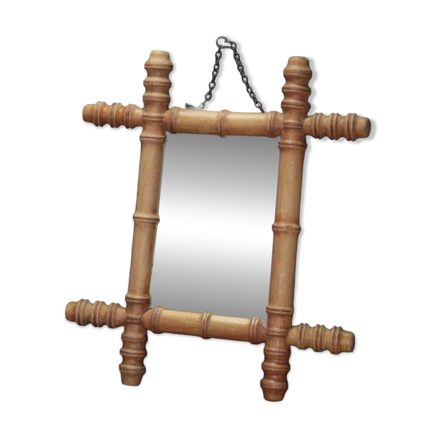 Wooden bamboo imitation mirror, antique mirror, hanging mirror