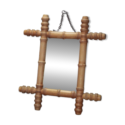 Miroir bois imitation bambou, miroir ancien, miroir à suspendre