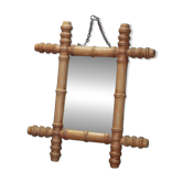 Miroir bois imitation bambou, miroir ancien, miroir à suspendre