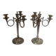 2 candelabra candlesticks hunting horn silver metal