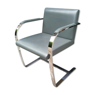 Fauteuil design chrome skaï gris