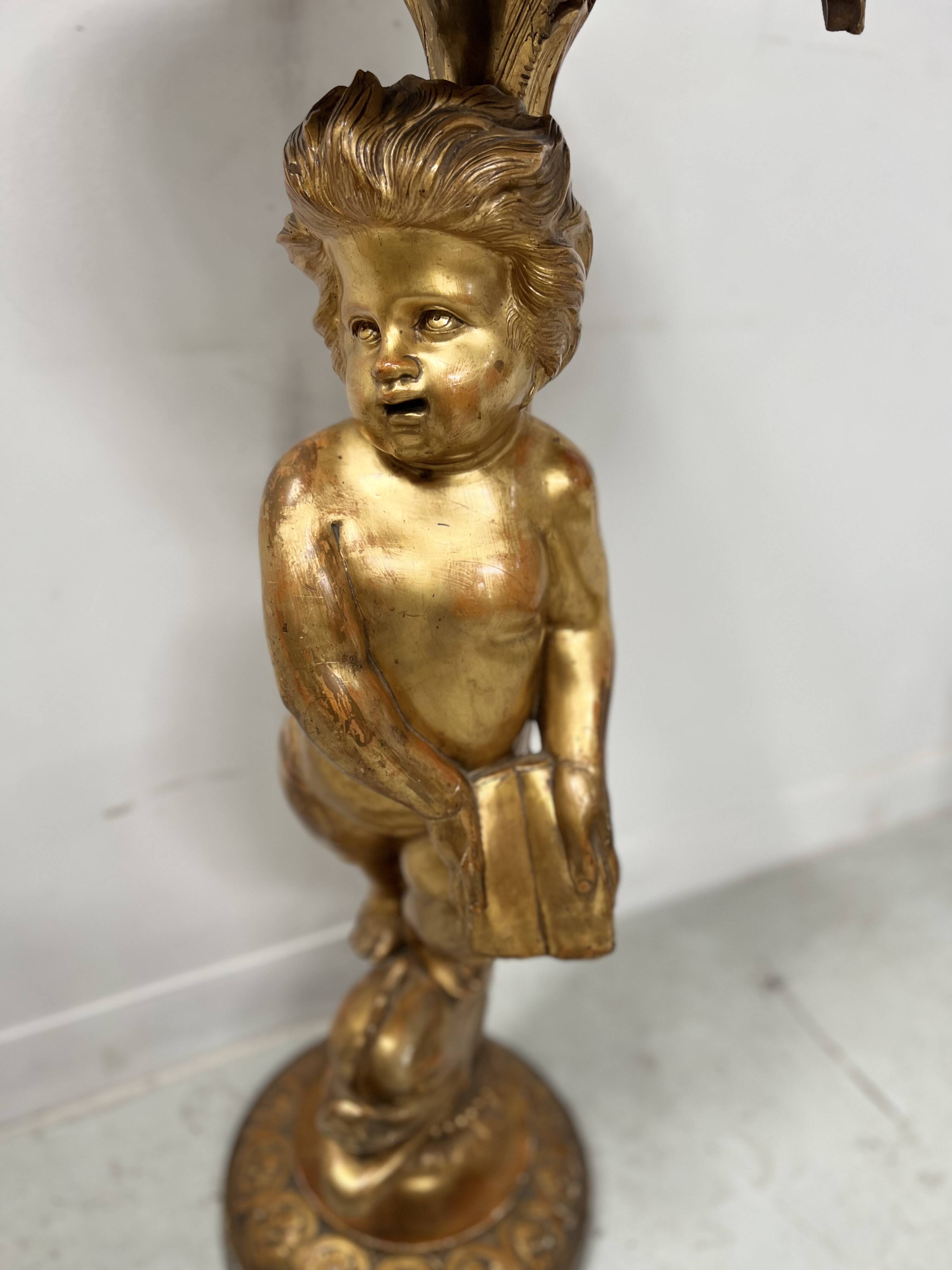 19th century gilded carved wooden presentation column