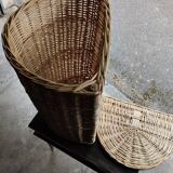 White rattan laundry basket