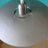 Pendant light in iridescent silver metal with a typical Danish design, circa 75/80