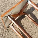 Wooden table with geometric decoration