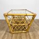Rattan coffee table and vintage glass