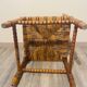 Vintage Art Deco Bobbin Wood and Straw Corner Chair, 1930s