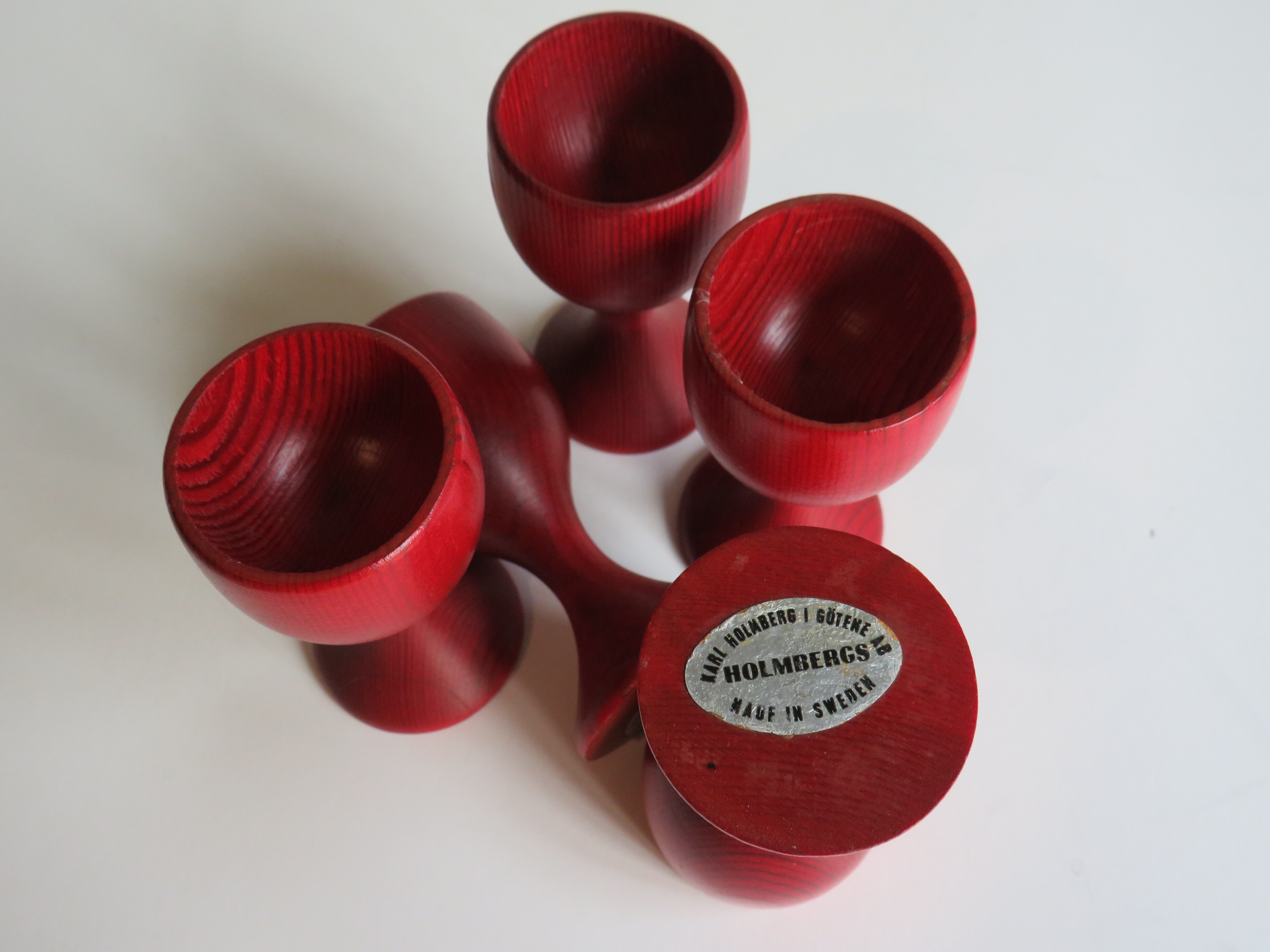 Lot of 5 eggcups, Holmbergs Sweden 1950