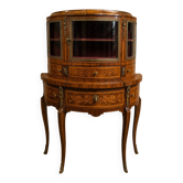 Bureau - Vitrine en bonheur du jour de style Louis XV en marqueterie