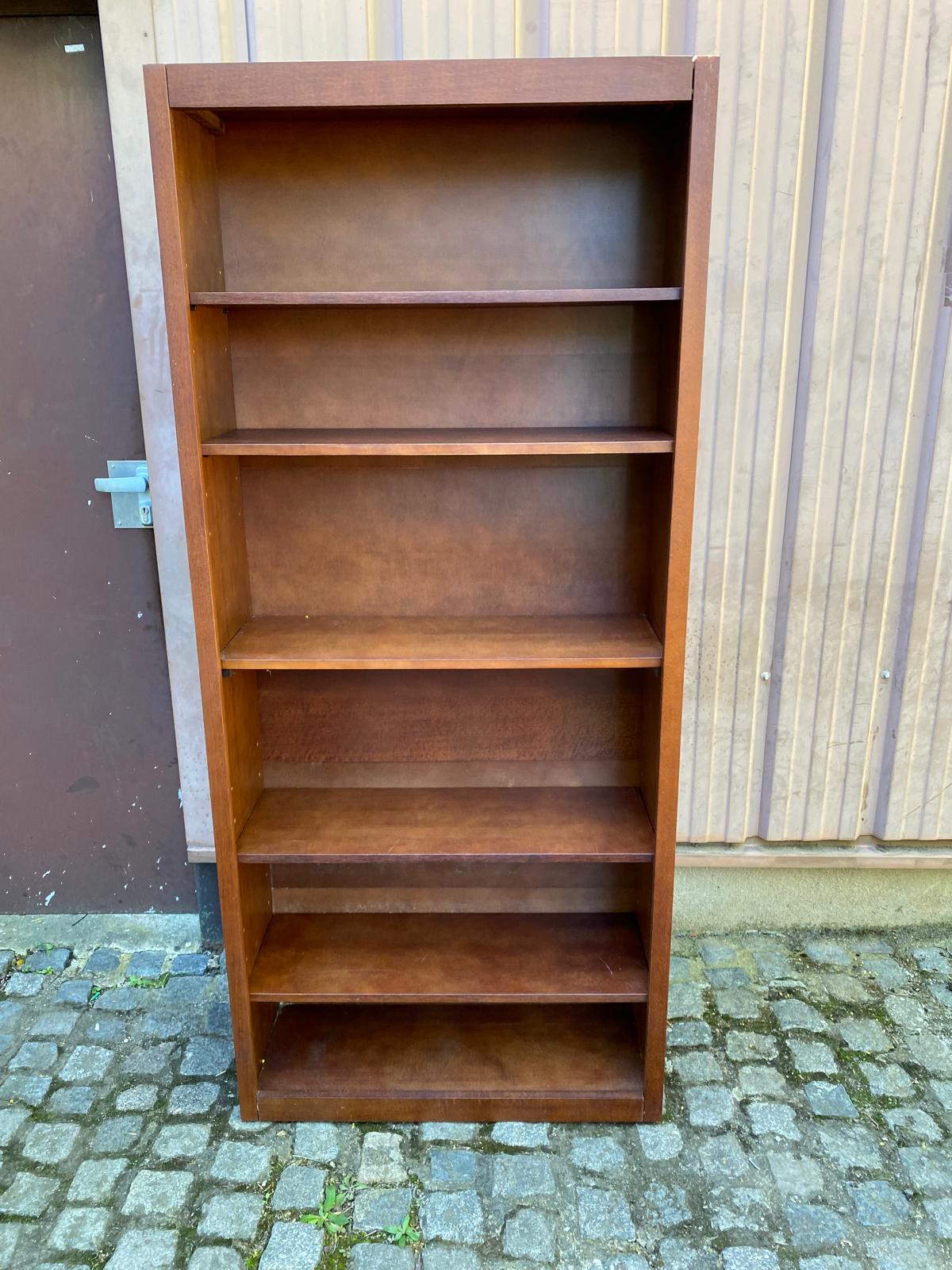 Vintage Scandinavian wooden bookshelf 80x180cm