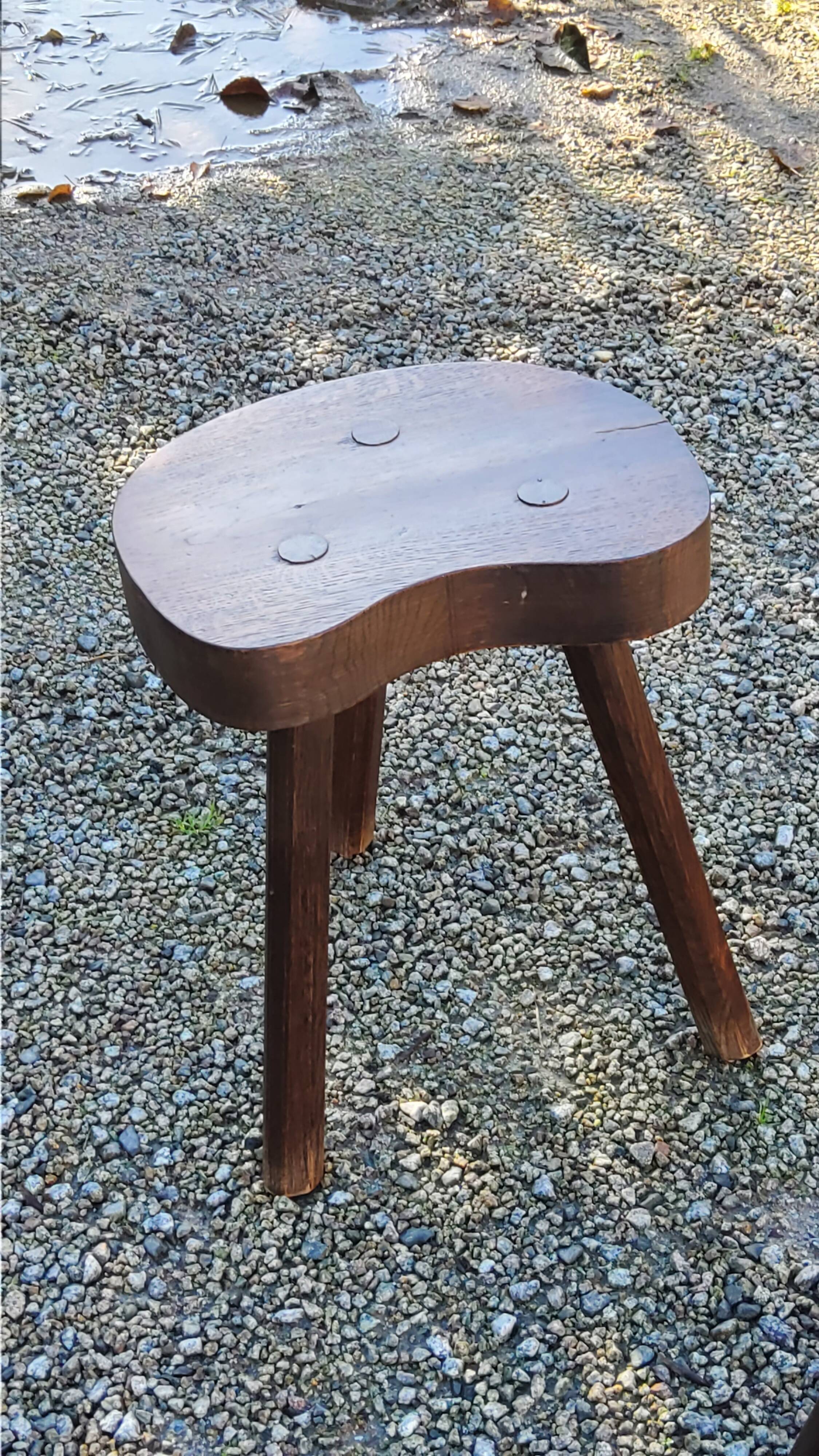 Pair of vintage shepherd stools in solid oak