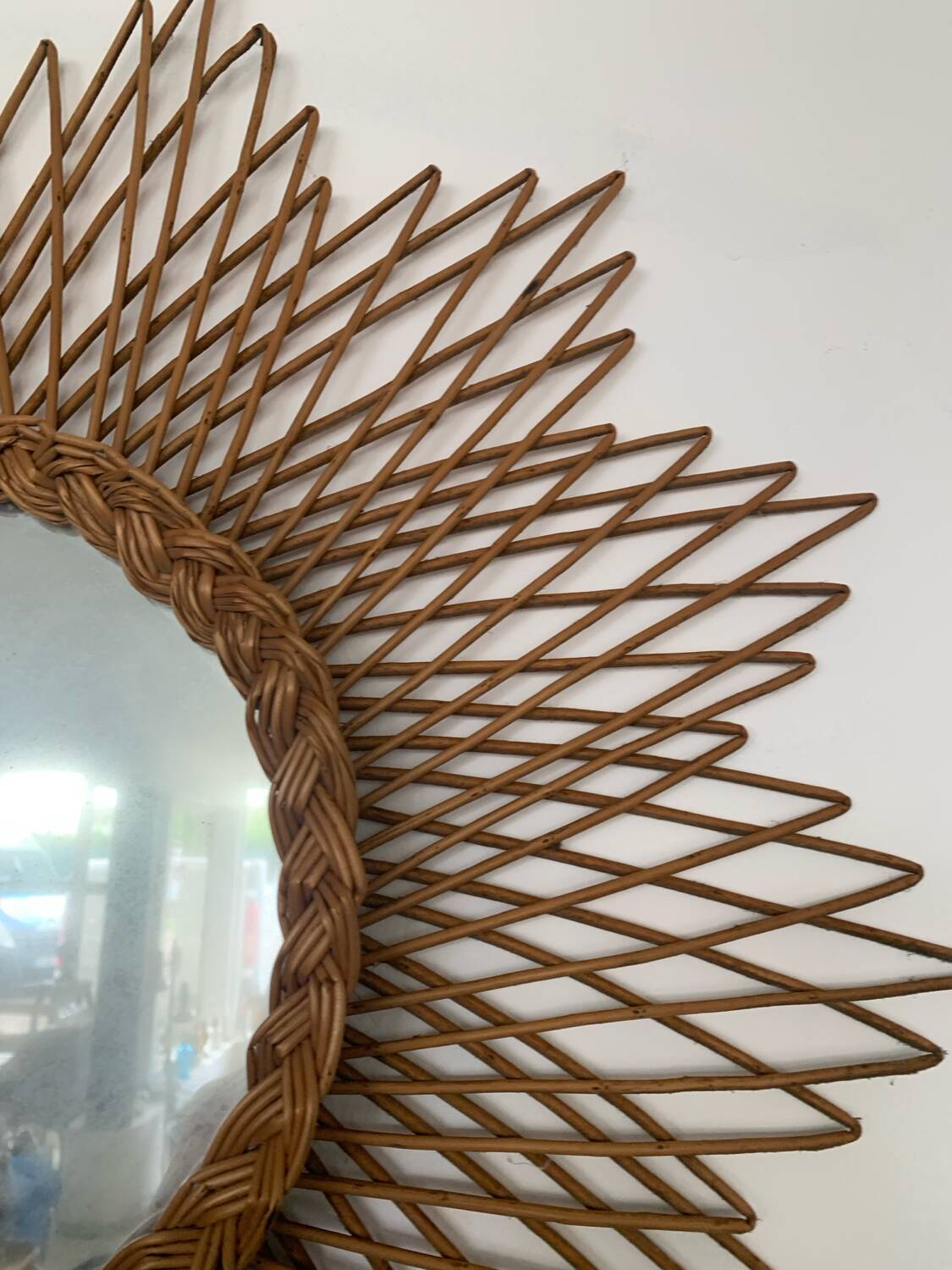 Vintage wicker sun mirror collection