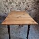 Table vintage française en pin avec rallonge latérale vers 1930, table de cuisine ou bureau