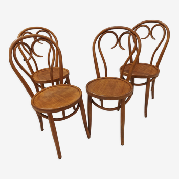 Suite de 4 chaises de bistrot bois courbé