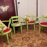 Set of 4 bridge art deco armchairs redesigned