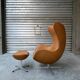 Restored Arne Jacobsen Egg armchair and ottoman for Fritz Hansen, 1960s