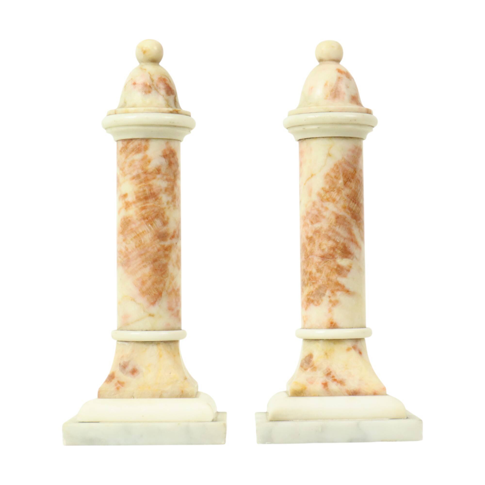 Set of 2 Decorative Marble Pillars Columns Classic 35cm