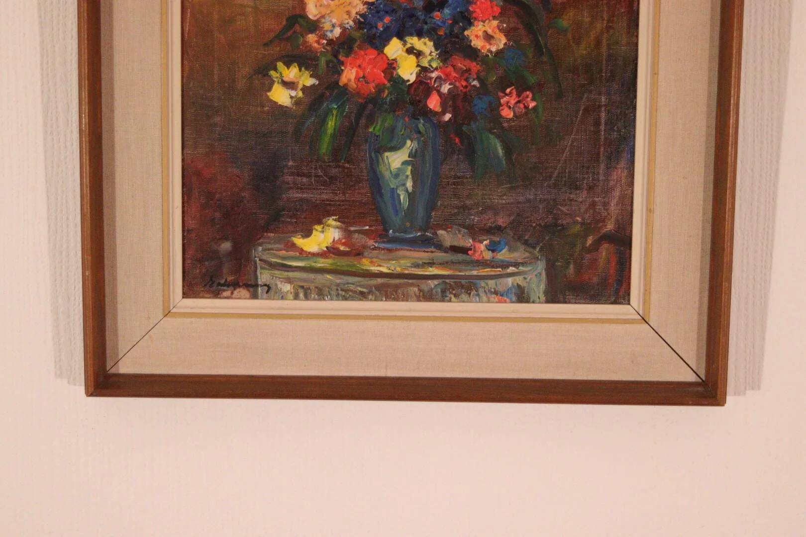 Original Oil on Canvas – “Still Life Vase” – Framed 45 × 54 cm